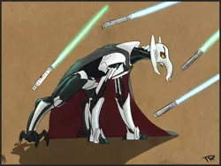 Size: 1600x1200 | Tagged: artist:php49, cape, clothes, derpibooru import, general grievous, glare, lightsaber, magic, ponified, safe, solo, star wars, telekinesis