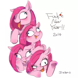 Size: 400x400 | Tagged: artist:jisan, derpibooru import, happy new year, multeity, new year, pinkamena diane pie, pinkie pie, pixiv, safe, solo, too many pinkamenas, vulgar