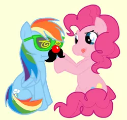 Size: 491x465 | Tagged: artist:coggler, derpibooru import, mask, pinkie pie, rainbow dash, safe