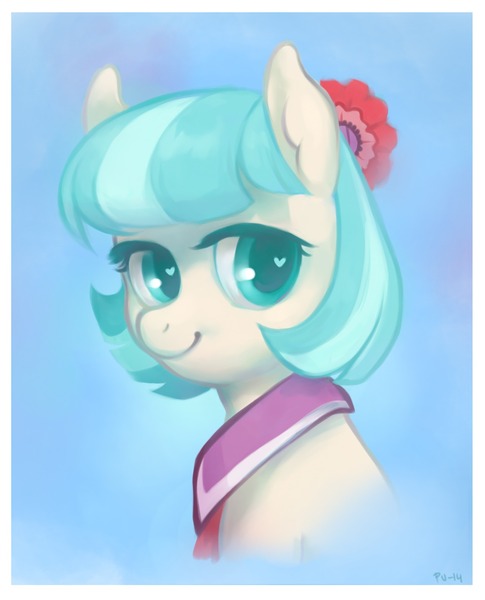 Size: 1280x1584 | Tagged: safe, artist:purmu, derpibooru import, coco pommel, cocobetes, cute, heart eyes, simple background, smiling, solo, wingding eyes