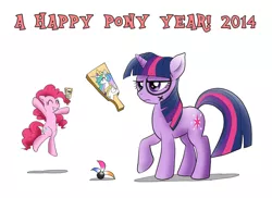 Size: 1200x873 | Tagged: safe, artist:orca, derpibooru import, derpy hooves, pinkie pie, princess celestia, twilight sparkle, pegasus, pony, female, hanetsuki, mare, new year, pixiv, twilight is not amused, unamused