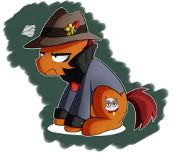 Size: 1000x862 | Tagged: safe, artist:nolycs, derpibooru import, sourpuss, rarity takes manehattan, clothes, grumpy cat, hat, sitting, solo