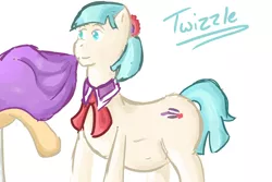 Size: 3000x2000 | Tagged: artist:twizzle, coco pommel, derpibooru import, mannequin, pregnant, rarity takes manehattan, safe, sensibly-proportioned pregnancy, solo