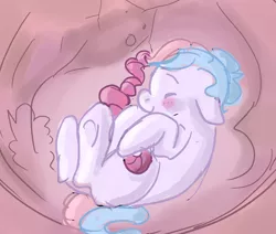 Size: 1042x883 | Tagged: amniotic fluid, artist:dolly, artist:twizzle, colored, derpibooru import, fetus, in utero, oc, oc:bundle joy, safe, solo, umbilical cord, unofficial characters only, uterus