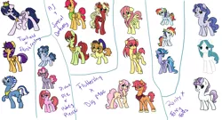 Size: 3900x2100 | Tagged: artist:sarahostervig, derpibooru import, oc, offspring, parent:applejack, parent:big macintosh, parent:fancypants, parent:flash sentry, parent:fluttershy, parent:pinkie pie, parent:pokey pierce, parent:rainbow dash, parent:rarity, parents:flashlight, parents:fluttermac, parent:soarin', parent:special delivery, parents:pokeypie, parents:raripants, parents:soarindash, parent:twilight sparkle, safe, unofficial characters only