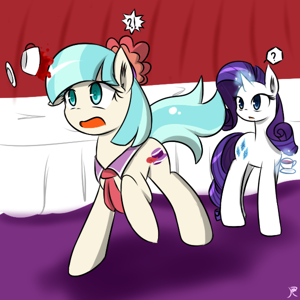 Size: 600x600 | Tagged: safe, artist:ranban, derpibooru import, coco pommel, rarity, rarity takes manehattan, pixiv, tea