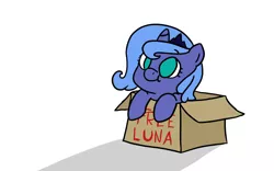 Size: 1920x1200 | Tagged: safe, artist:derpiliciouspony, derpibooru import, princess luna, pony, bronybait, cardboard box, cute, filly, free, lunabetes, pony in a box, solo, woona