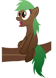 Size: 1534x2135 | Tagged: artist:baumkuchenpony, artist:rosemaryspice, blank flank, derpibooru import, oc, oc:rosemary spice, safe, shocked, simple background, sitting, solo, transparent background, tree branch, unofficial characters only, vector