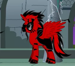 Size: 609x539 | Tagged: safe, derpibooru import, oc, unofficial characters only, alicorn, pony, pony creator, 9000 hours in pony creator, alicorn oc, donut steel, edgy, red and black oc, solo