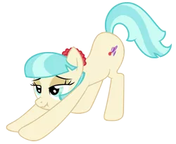 Size: 2251x1843 | Tagged: safe, derpibooru import, coco pommel, earth pony, pony, exploitable meme, female, iwtcird, mare, meme, scrunchy face, simple background, solo, stretching, transparent background