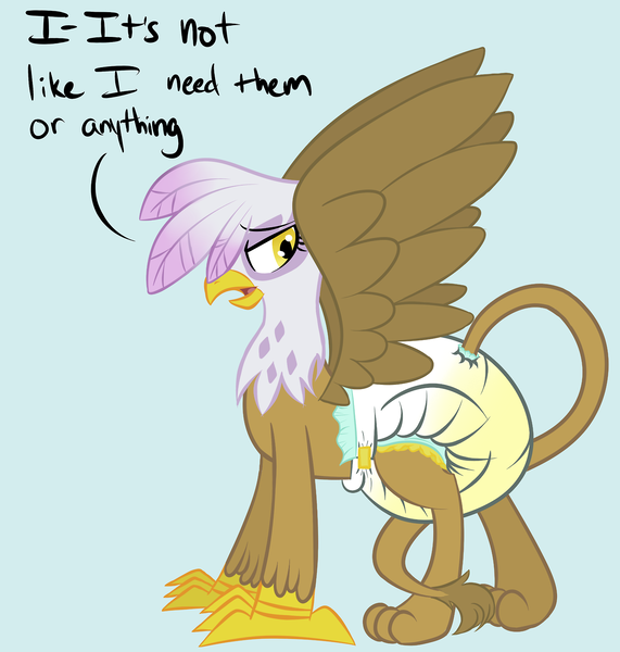 Size: 1280x1344 | Tagged: questionable, artist:skitter, derpibooru import, gilda, gryphon, blatant lies, diaper, diaper fetish, female, poofy diaper, solo, solo female, urine, wet diaper
