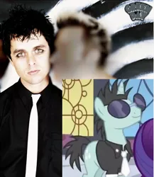 Size: 668x768 | Tagged: safe, derpibooru import, neon lights, rising star, human, unicorn, billie joe armstrong, eyeliner, green day, irl, irl human, makeup, necktie, photo, rock, sunglasses