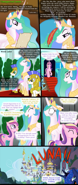 Size: 2400x5700 | Tagged: a canterlot wedding, artist:bonaxor, comic, derpibooru import, princess cadance, princess celestia, princess luna, royal guard, safe