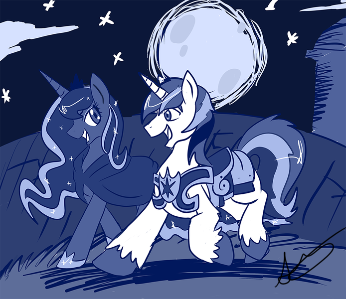 Size: 1000x865 | Tagged: artist:himanuts, derpibooru import, female, infidelity, male, moon, princess luna, safe, shining armor, shiningluna, shipping, straight