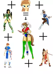 Size: 1500x2100 | Tagged: anthro, artist:odiz, chun li, clothes, derpibooru import, fusion, fusion diagram, kasumi, mai shiranui, meme, oc, oc:cream heart, orchid, pantyhose, safe, unofficial characters only