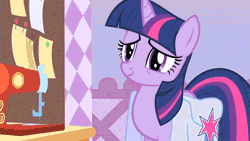 Size: 800x450 | Tagged: animated, artist:danfango, bedroom eyes, derpibooru import, edit, edited screencap, frown, glasses, god burns down equestria for insurance money, open mouth, raised hoof, rarity, safe, screencap, smiling, suited for success, twilight sparkle, twinkies, wat, worried, youtube poop