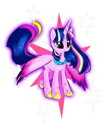 Size: 1600x1804 | Tagged: safe, artist:allocen, derpibooru import, twilight sparkle, twilight sparkle (alicorn), alicorn, pony, choker, cute, female, mare, rainbow power, raised leg, shiny, smiling, solo, sparkles, spread wings, standing, twiabetes