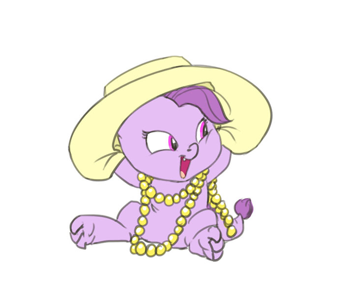 Size: 702x600 | Tagged: artist:carnifex, beads, derpibooru import, dracony, hat, hybrid, interspecies offspring, lavandorable, oc, oc:lavender, offspring, parent:rarity, parent:spike, parents:sparity, safe, simple background, solo, unofficial characters only, white background