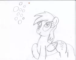 Size: 1001x798 | Tagged: safe, artist:toon-n-crossover, derpibooru import, derpy hooves, pegasus, pony, bubble, cute, cutie mark, doodle, female, mare, monochrome, pencil drawing, sketch, solo