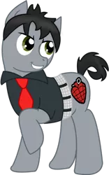 Size: 706x1132 | Tagged: safe, derpibooru import, ponified, earth pony, pony, american idiot, belt, billie joe armstrong, clothes, cutie mark, green day, looking back, male, necktie, raised hoof, shirt, short hair, simple background, smiling, solo, stallion, transparent background, vector