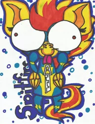 Size: 1024x1336 | Tagged: artist:krazykari, derpibooru import, gir, invader zim, safe, solo, spitfire, traditional art