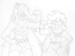 Size: 2547x1899 | Tagged: artist:blackbewhite2k7, batman, batmare, dc comics, derpibooru import, human, humanized, rainbow dash, robin, safe, scootaloo, wip