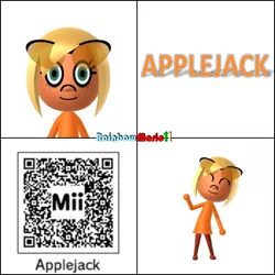 Size: 600x600 | Tagged: 3ds, applejack, artist:rainbowmario11, barely pony related, derpibooru import, human, humanized, mii, qr code, safe, wii u