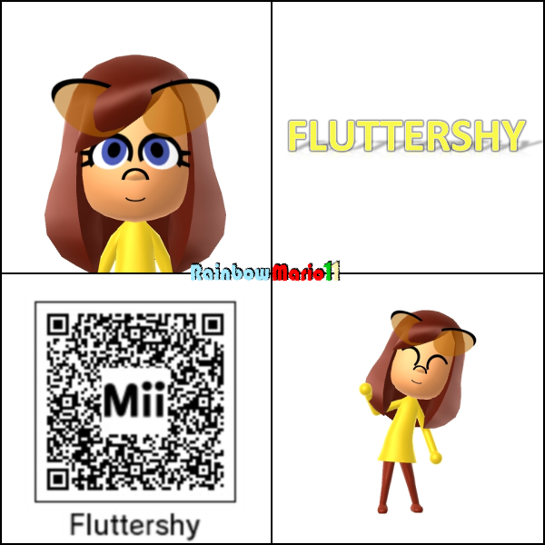 Size: 600x600 | Tagged: 3ds, artist:rainbowmario11, barely pony related, derpibooru import, fluttershy, human, humanized, mii, qr code, safe, wii u