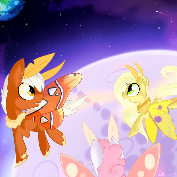 Size: 1900x1900 | Tagged: artist:meekcheep, derpibooru import, earth, moon, mothpony, moth pony general, oc, original species, safe, space, unofficial characters only