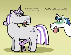 Size: 1016x787 | Tagged: artist:cookie-lovey, breastfeeding, derpibooru import, disgusted, engrish, filly, foal, grammar, horses doing horse things, lactation, milk, nonsexual nursing, nursing, safe, shining armor, style emulation, suckling, the fairly oddparents, twilight sparkle, twilight velvet, wat