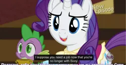 Size: 1600x830 | Tagged: meme, rarity, rarity takes manehattan, russian, safe, screencap, sony, spike, trophy, youtube caption