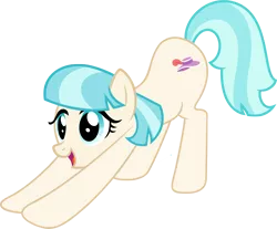 Size: 2500x2069 | Tagged: safe, artist:sadlylover, derpibooru import, coco pommel, pony, rarity takes manehattan, :d, exploitable meme, female, iwtcird, mare, meme, simple background, solo, stretching, transparent background, vector