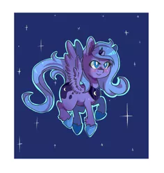 Size: 2382x2524 | Tagged: safe, artist:tomat-in-cup, derpibooru import, princess luna, alicorn, pony, female, flying, hoof shoes, jewelry, mare, night, peytral, s1 luna, solo, stars, tiara