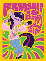 Size: 768x1024 | Tagged: 60s, artist:archonix, dancing, derpibooru import, hippie, poster, psychedelic, safe, solo, twilight sparkle