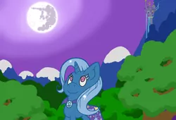 Size: 1280x872 | Tagged: safe, artist:thepiplup, derpibooru import, trixie, pony, unicorn, canterlot, female, mare, mare in the moon, moon, solo, traveling-trixie, tumblr