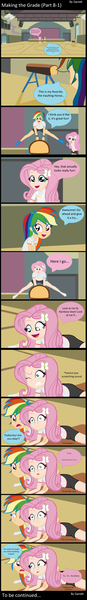 Size: 1975x13680 | Tagged: safe, artist:garretthegarret, derpibooru import, fluttershy, rainbow dash, equestria girls, comic, human coloration, making the grade