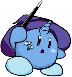 Size: 415x444 | Tagged: safe, artist:reyjjj, derpibooru import, trixie, pony, unicorn, crossover, female, kirby, kirby (character), kirby trixie, kirbyfied, mare, solo, species swap