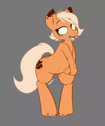 Size: 719x865 | Tagged: safe, artist:owl-eyes, derpibooru import, oc, oc:lumo, unofficial characters only, pony, :p, bedroom eyes, bipedal, cute, lip bite, looking back, simple background, smiling, solo, tongue out