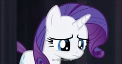 Size: 1152x609 | Tagged: safe, derpibooru import, screencap, rarity, rarity takes manehattan, meme, solo, youtube caption