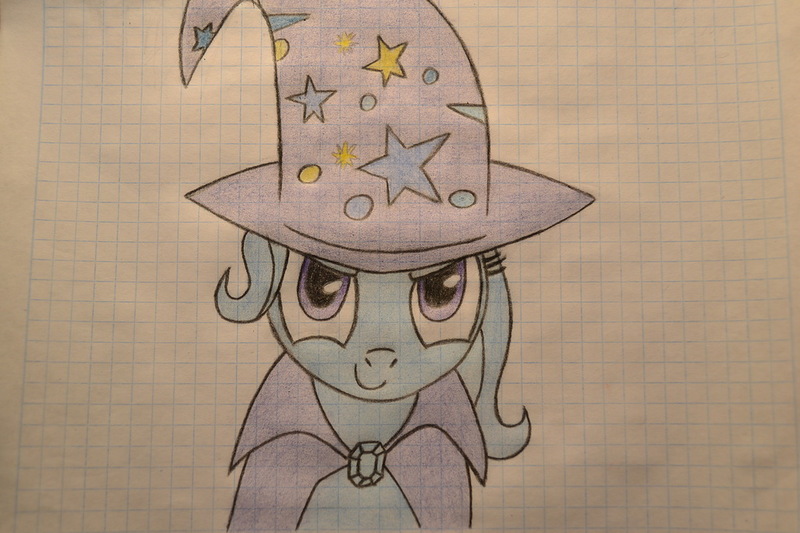 Size: 1024x682 | Tagged: safe, artist:ghostofwar909, derpibooru import, trixie, pony, unicorn, female, mare, solo, traditional art