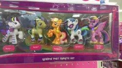 Size: 1073x599 | Tagged: safe, derpibooru import, official, applejack, doctor whooves, rarity, time turner, twilight sparkle, twilight sparkle (alicorn), vinyl scratch, alicorn, pony, fail, female, mare, rainbow power, toy, you had one job