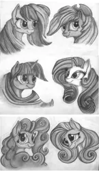 Size: 2435x4200 | Tagged: applejack, artist:ghostofwar909, derpibooru import, fluttershy, mane six, monochrome, pinkie pie, rainbow dash, rarity, safe, traditional art, twilight sparkle