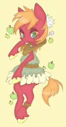 Size: 473x900 | Tagged: safe, artist:coffeechicken, derpibooru import, big macintosh, pony, bipedal, clothes, dress, macareina, rule 63, solo