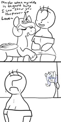 Size: 500x1000 | Tagged: artist:mt, creepy shield, derpibooru import, gleaming shield, monochrome, oc, oc:femanon, overprotective armor, prince bolero, princess cadance, rule 63, shining armor, suggestive, yandere, yandere armor, yandere shield