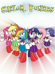 Size: 2400x3200 | Tagged: safe, artist:sailormod, derpibooru import, applejack, fluttershy, pinkie pie, rainbow dash, rarity, twilight sparkle, asksailorponies, mane six, sailor generosity, sailor honesty, sailor kindness, sailor laughter, sailor loyalty, sailor magic, sailor moon, sailor ponies, sailor scout