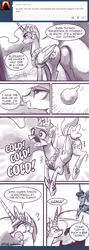 Size: 550x1540 | Tagged: safe, artist:johnjoseco, derpibooru import, princess celestia, princess luna, alicorn, pony, ask princess molestia, princess molestia, blushing, comic, monochrome, plot, snow, snowball, snowball fight, starry eyes, sunbutt, this will end in tears, trolluna, tumblr, wingding eyes