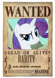 Size: 600x849 | Tagged: artist:lightdegel, crossover, derpibooru import, nami, one piece, rarity, safe, solo, wanted, wanted poster