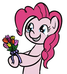 Size: 503x553 | Tagged: safe, artist:niksiekins, derpibooru import, pinkie pie, flower, smiling, solo