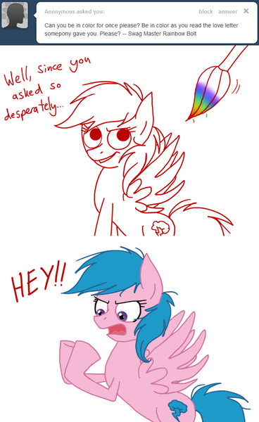 Size: 633x1032 | Tagged: ask, ask sleepy dash, comic, derpibooru import, firefly, g1, paintbrush, rainbow dash, recolor, safe, solo, tumblr