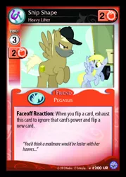 Size: 868x1211 | Tagged: safe, derpibooru import, crafty crate, derpy hooves, pegasus, pony, ccg, enterplay, female, mailmare, mare, mlp trading card game, ship shape